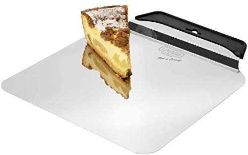 LARES Kuchen- und Pizzalöser mit Griff, Eckig - Tortenheber/Pizzaheber - 28x28cm, Edelstahl - Made in Germay