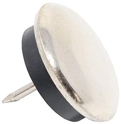 Adsamm® / 16 x scivoli in metallo con chiodo e pad ammortizzante / argento / Ø 30 mm / tondi / puntali in metallo nichelato con cuscinetto in PVC / piedini protettivi per arredi Adsamm® Quality