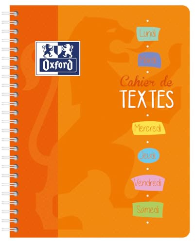 OXFORD Cahier de Textes 17x22cm Grands Carreaux Seyès 148 Pages Reliure Intégrale Couverture Carte Coloris Assortis