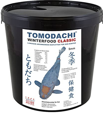 Tomodachi Koifutter Winterfutter Koi Sinkfutter langsam absinkend arktische Rohstoffe hochverdaulich bei Kälte 5mm 3kg Eimer