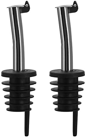Westmark 2 Spirituosen-Ausgießer für Flaschen, Mit Klappe und Luftröhrchen, Kunststoffkorken, Rostfreier Edelstahl, Inox Eco-Pour, Schwarz/Verchromt, 45572280