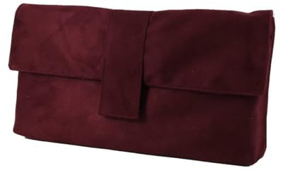 Fab großen Faux Wildleder Clutch Bag/Schultertasche In Burgund weinrot