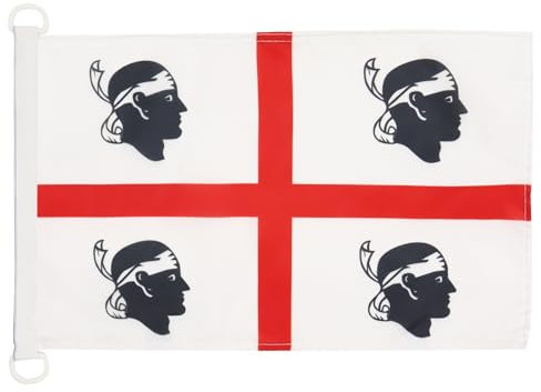 AZ FLAG - Drapeau Sardaigne - 45x30 cm - Pavillon Nautique Sarde - Italie Spécial Bateau Et Extérieur En Maille Bloquée Avec Anneaux Plastiques Intégrés - 30g