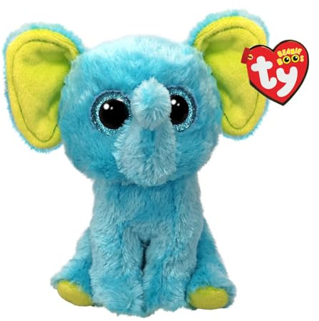 Ty Beanie Boos – Trunkles der Blaue Elefant mit großen und glitzernden blauen Augen, das Plüschtier mit großen glitzernden Augen – 15 cm – T37359