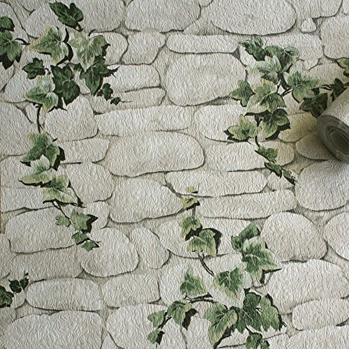 Erismann 7519-2 Stein Efeu Motif Wallpaper, Ivy White