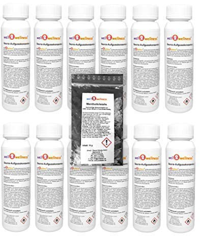 Olii Essenziali per Sauna - Concentrato Set' Frutto + Esotico' - 12 x 125 ML + 10 G Cristalli-Mentolo