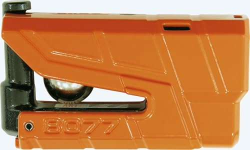 ABUS Bremsscheibenschloss Granit Detecto XPlus 8077 - Motorradschloss mit Alarm, Leuchtschlüssel und XPlus Zylinder - ABUS-Sicherheitslevel 18 - Orange
