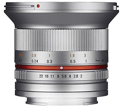 Samyang 12mm F2.0 MFT silber - Weitwinkel Festbrennweite für Micro Four Thirds Anschluss, manueller Fokus, für APS-C Kamera Olympus OM-D E-M1 III, Pen E PL10, OM-D E-M5 III, Panasonic Lumix DC-G91