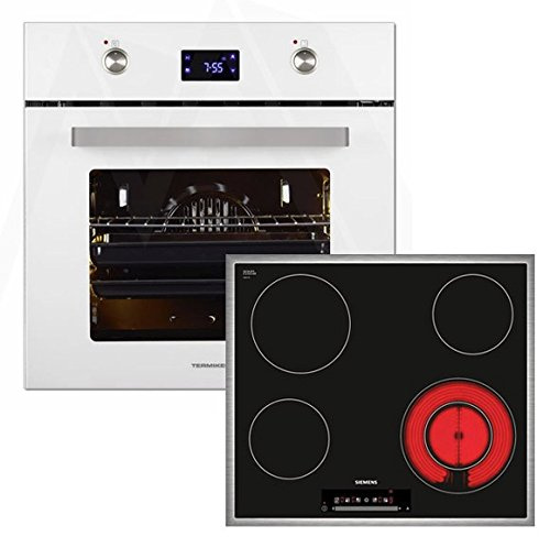 Forno di Colore di design bianco + Siemens-piano cottura in vetroceramica, classe di efficienza energetica: A