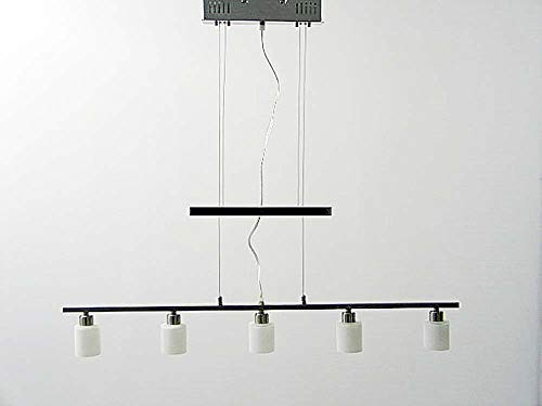 Dapo Glas-Pendel-Decken-Leuchte PASCAL Opalglas/Nickel höhenverstellbar Pendel-Hänge-Esszimmer-Leuchte-Lampe inklusive Halogen-Leuchtmittel G4 5x 20 W