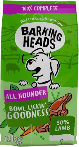 Barking Heads Chop Lickin' Lamb Trockenfutter für Hunde, 100% Natürliches Hundetrockenfutter mit Grasgefüttertem Lamm, Natürliche Tiernahrung für Ausgewachsene Hunde Aller Rassen, 12 kg