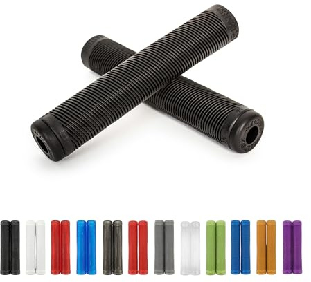 Eastern Bikes Riblet BMX Grips – Soft Compound Handlebar Grips for BMX, MTB, Cruiser & Scooter – 160mm Flangeless Design – Multiple Colours – Nylon Bar Ends Included