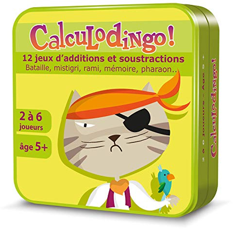 Aritma - CALCULDINGO GS/CE2 - Jeu de Cartes Éducatif dès 5 Ans | 12 Jeu d'Aditions et Soustractions - Consolider Les Acquis en Calcul Mental - 2 à 4 Joueurs - 15 Min - Version Française