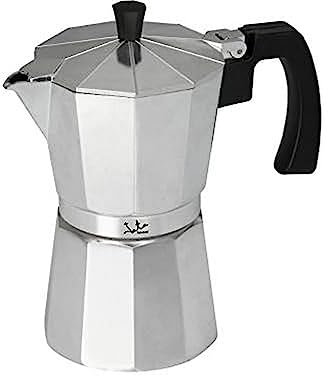 Jata CCA6 - Cafetera Italiana de Aluminio, Capacidad 6 Tazas, Apta para Todo Tipo de Cocinas Salvo inducción
