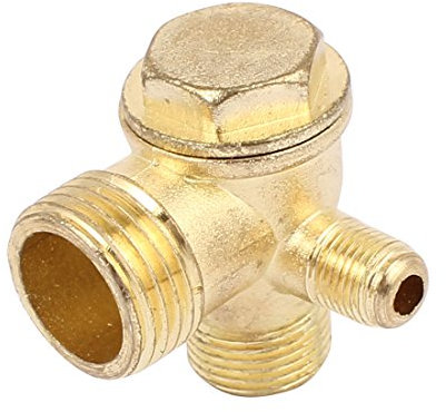 Sourcingmap Air Compressor Check Valve, 1/2 BSP x 3/8 BSP x 1/8 BSP Male Thread (20.5mmx16mmx10mm), 3 Way Pneumatic Accessory