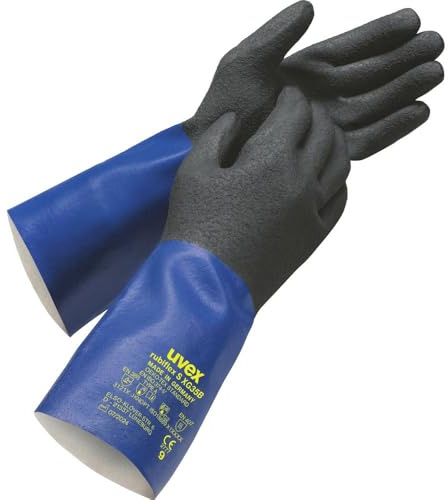 Uvex Chemikalien-Schutzhandschuh rubiflex S XG 35 B, Nitril-Beschichtung, schwarz/blau, Gr.: 9