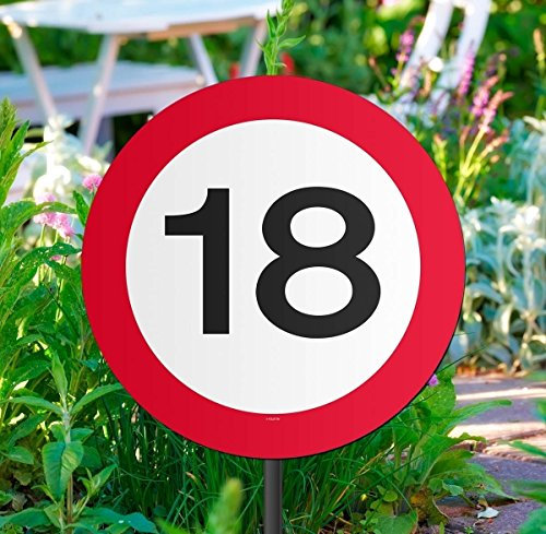 Folat 8714572050173 Gartenschild für Geburtstagsparty, Verkehrsschild, 18 Geburtstag