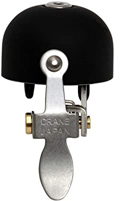 CRANE Bike Bell, Matte Black, E-Ne Bicycle Bell, Made in Japan for Road Bikes or Mountain Bikes, Fits All Handle Bar Sizes & Types