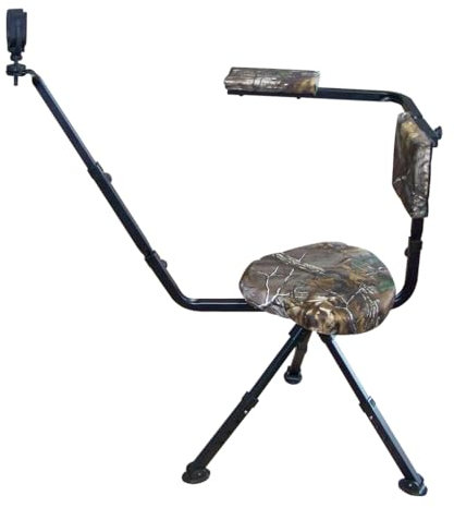 Berger & Schröter | Stuhl Schießstuhl 360° klappbar/tragbar, Tarnmuster, camo, Dreibeinig, Arm- und Ellenbogenauflage