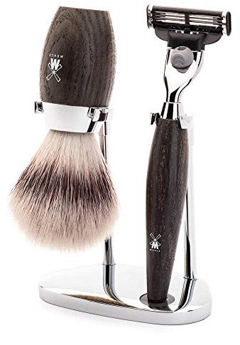 MÜHLE Rasierset - Kosmo Serie - Silvertip Fibre - kompatibel mit Gillette-Klingen - Mooreiche
