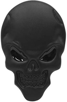 sourcing map Decoración de Carrocería Calcos Negro Logo Cráneo Emblema para Coche