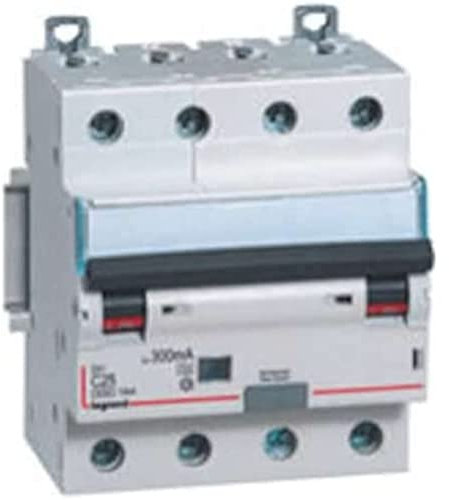 Legrand 411241 Disjoncteur différentiel monobloc DX³6000 10kA arrivée haute et départ bas à vis, 4P, 400V, 25A typeA, 300mA