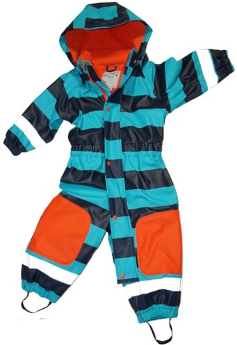 MAYLYNN Schneeanzug Regenoverall Regenanzug Blau, warm gefüttert mit dicken Fleece Futter, Größe:122