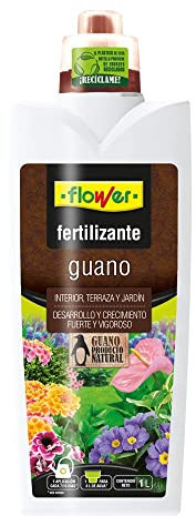 Flower - Fertilizante Guano 100% Natural, 1L | Oro Natural para Desarrollo Enérgico | Nutrientes para Todas Plantas | Sin color, 10.5x6.2x28.5 cm, Abono Líquido