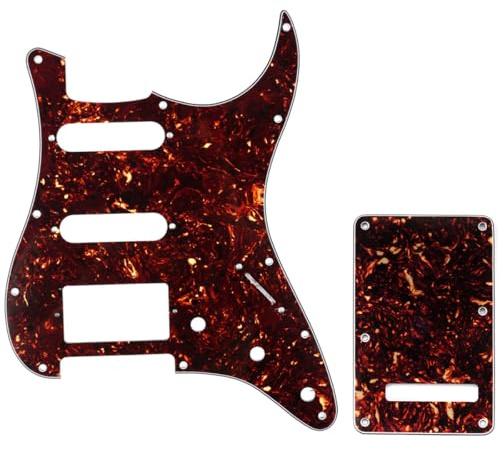 Musiclily SSH 11 Löcher Strat Gitarren Schlagbrett und Backplate Set für Fender USA/Mexican Standard Stratocaster Modern Style, 4 lagig Tortoise Shell