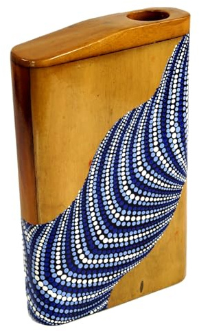 Guru-Shop Didgeridoo Voyage (bois), Motif de Couleur: Bleu-blanc, 21x14x4,3 cm, Tambour Hochet-didgeridoo