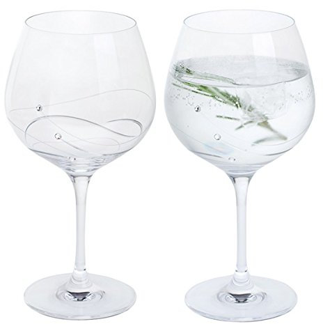 Dartington Glitz Gin & Tonic - Par de copas con cristales (personalizable)