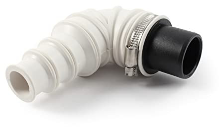 Wiltec Rückschlagventil DN40 für Sanitärbereich, Rückschlagklappe mit 40 mm Außendurchschmesser, 90° Winkelstück mit Stufentülle und Schlauchschelle