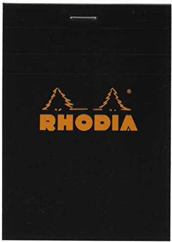 Rhodia cf122009 Notepad No. 12 (8.5 x 12 cm), 80 Sheets, Square Ruled, Water Repellent Cover, Perforated, PEFC Certified, Block Rodia, Black