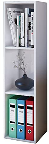 VCM Holzregal stehend | platzsparendes Regal | Maße: H. 107 x B. 34 x T. 30 cm | Elegantes Regal stehend | Aufbewahrungsregal | Bücherregal - Mendas