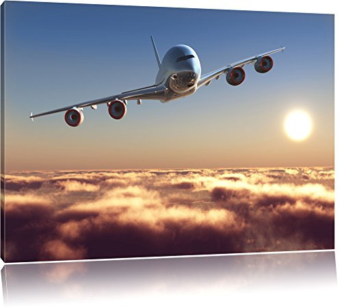 Pixxprint Flugzeugbild Wandbild Kunstdruck, Größe: 60x40cm, Leinwandbild, fertig gespannt, Wandbild, Dekoration, Kunstdruck, kein Poster