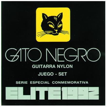 Gato Negro Elite 1992 Juego de Cuerdas para Guitarra Clásica, Nylon Transparente, Bajos Plateados, Tensión Media, Fabricado Artesanalmente en España desde 1868