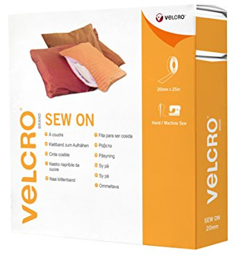 VELCRO Brand Ruban à coudre auto-agrippant, Noir 20mm x 25m | Ruban auto-agrippant à coudre pour loisirs créatifs, réparations et ourlets, lavable en machine à froid