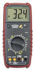 Testboy 313 Digital-Multimeter (automatischer Messbereichsschutz, großes LCD mit Hintergrundbeleuchtung, Temperaturmessung, CAT III 600 V, ABS-Kunststoffgehäuse), Rot/Schwarz
