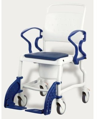 Toiletten-Rollstuhl BONN 5 Räder, blau, Toilettenhilfen