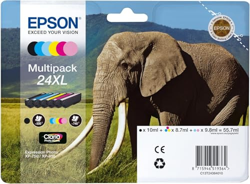 Epson T2438 Tintenpatrone Elefant, Multipack, 6-farbig