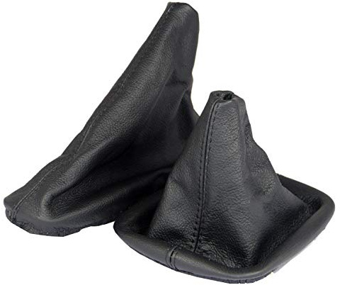 L & P Car Design L&P A0019 Kit Soufflet de Levier de Vitesses et Frein a Main Cuir veritable compatible avec BMW Serie 3 e46 1998-2006 Noir