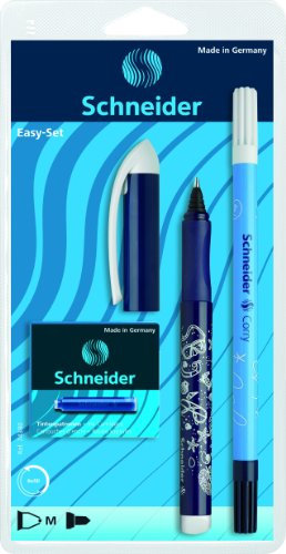 Schneider 74380 Blister mit 1 Roller Easy + 1 Tintenlöscher, 1 Box mit 6 Tintenpatronen blau
