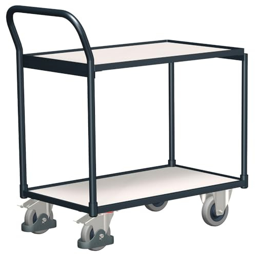 ESD Tischwagen mit 2 Ladeflächen RAL7024 Graphitgrau Rollwagen Etagenwagen
