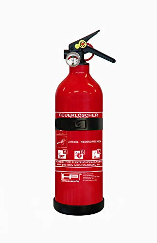HP Autozubehör [Auto-Feuerlöscher – 2 kg ABC-Pulverlöscher mit Manometer und Halterung​