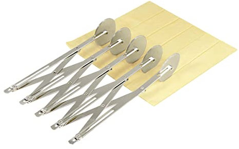 LOUIS TELLIER - Divisor de Pasta Extensible 5 Cuchillas - Cortador de Pasta Ajustable 5 Ruedas - Divisor de Pasta de Acero Inoxidable - Cortador de Pizza Ajustable - Calidad Profesional