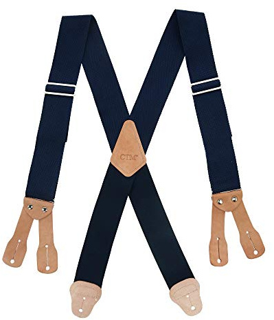 CTM Herren-Hosenträger mit Knopfleiste, 5,1 cm breit, nicht elastisch, navy, Einheitsgröße