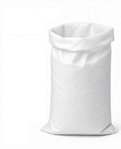 HELGUEFER - Saco Rafia Blanca Pack 50 Unid. 55x95cm | Sacos para Escombros Reutilizables y Sin Cierre | Resistentes para Obra, Jardín y Almacenaje | Capacidad hasta 50 kg