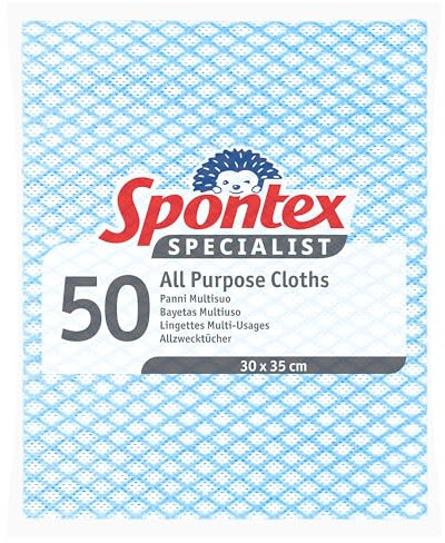 Spontex Specialist All Purpose Cleaning Cloths | Versatile & Reusable Dish Cloths for Professional Cleaning | Wet & Dry Use | 50 Pack
