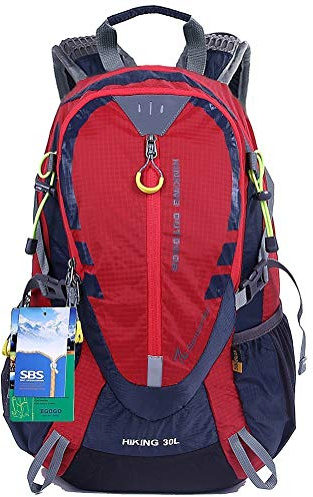 EGOGO 30L Wasserdicht Wanderrucksack Camping Rucksack mit Regenschutz Laufen Radfahren im Freien S2310 (Rot)