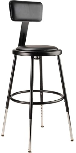 NPS 19-27 Height Adjustable Heavy Duty Vinyl Padded Steel Stool with Backrest